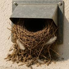 Bird nest blocking exterior dryer vent