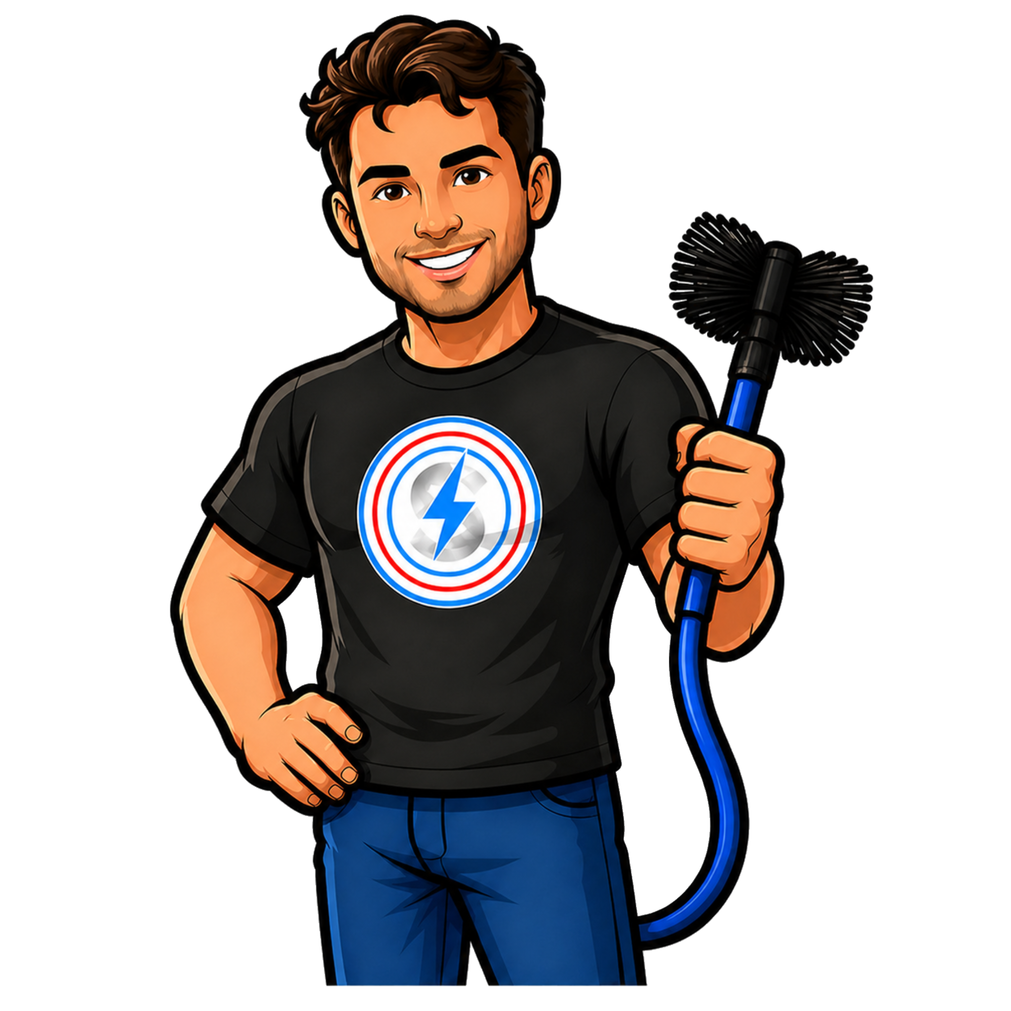 Storm Logic team illustration with vent cleaning tool