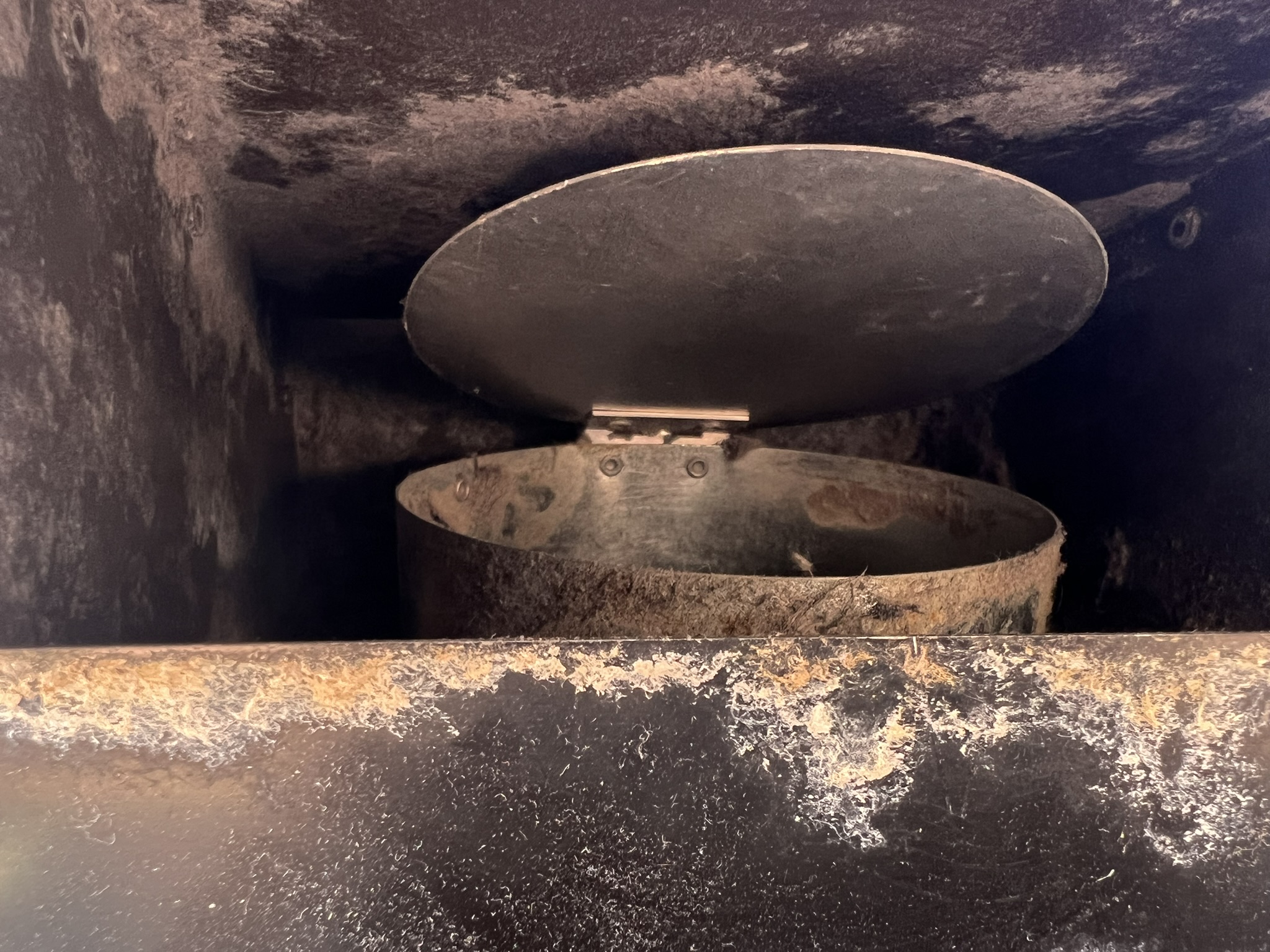 Close-up of cleaned dryer vent line